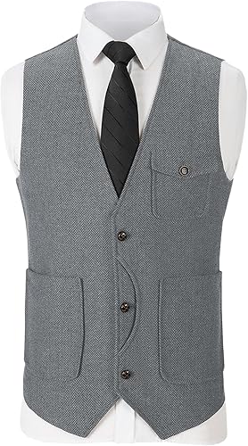Miniatura 2 de Chalecos casuales para hombre, chalecos de tweed, chaleco vintage retro de espiga