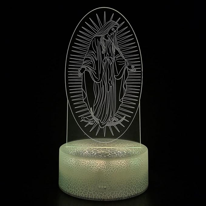 JOCHUI 3D Virgin Mary Night Light, Our Lady Illusion Table Lamp with 16 Colors Remote Control Touch Lamp LED USB Night Light Desk Lamps Room Decorations Home Decor Christian Gifts photo 3