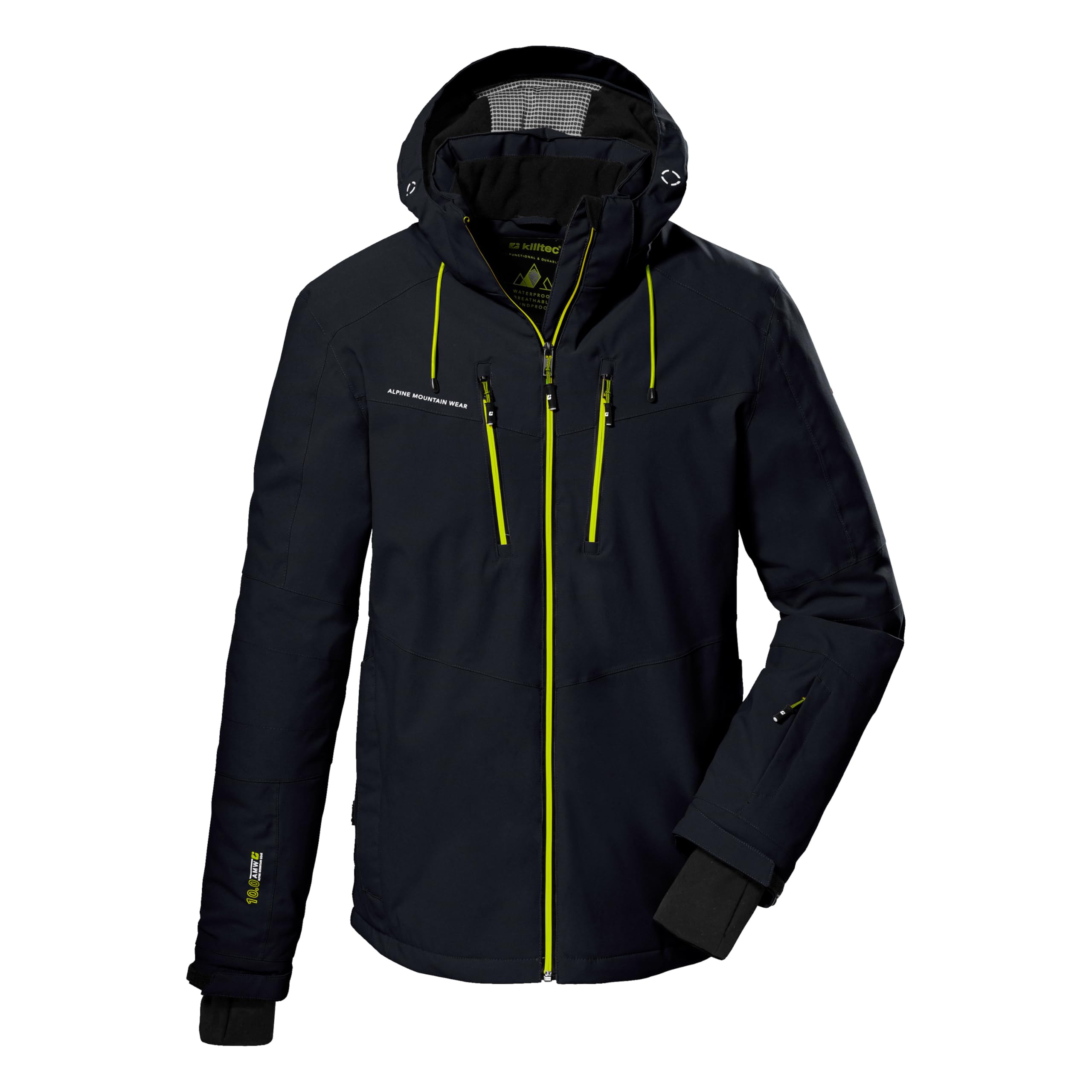 Killtec Herren Skijacke Ksw 44 Mn Ski Jckt/Funktionsjacke mit abzippbarer Kapuze, 10.000 mm Wassersäule, atmungsaktiv, wasserdichter Reißverschluss, Schneefang, PFC-frei, Blau, Größe 56