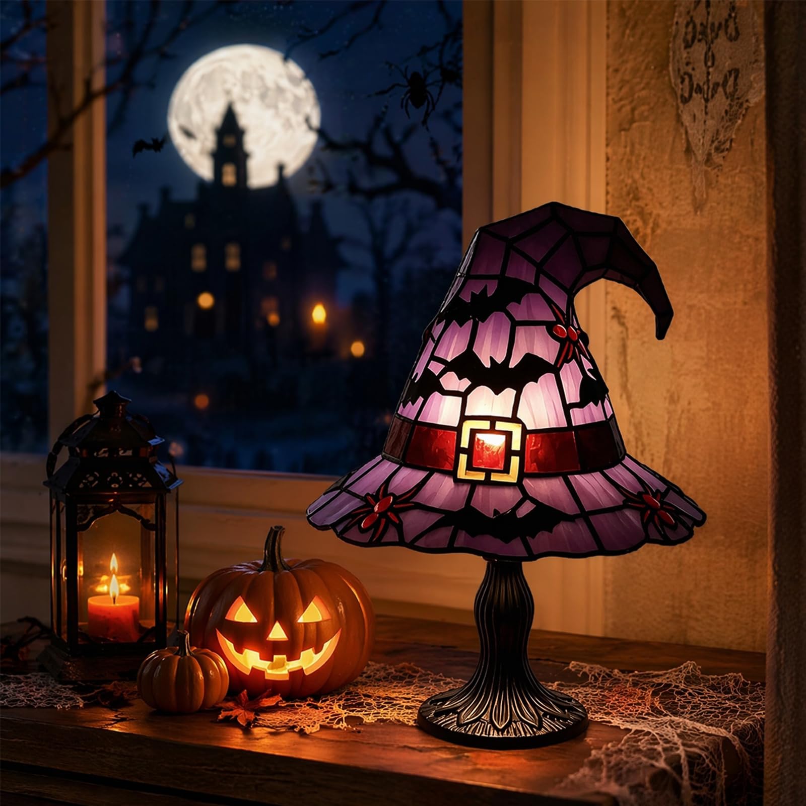 Kapelusz czarownicy lampa ręcznie wykonana gotycka lampka nocna z żywicy na