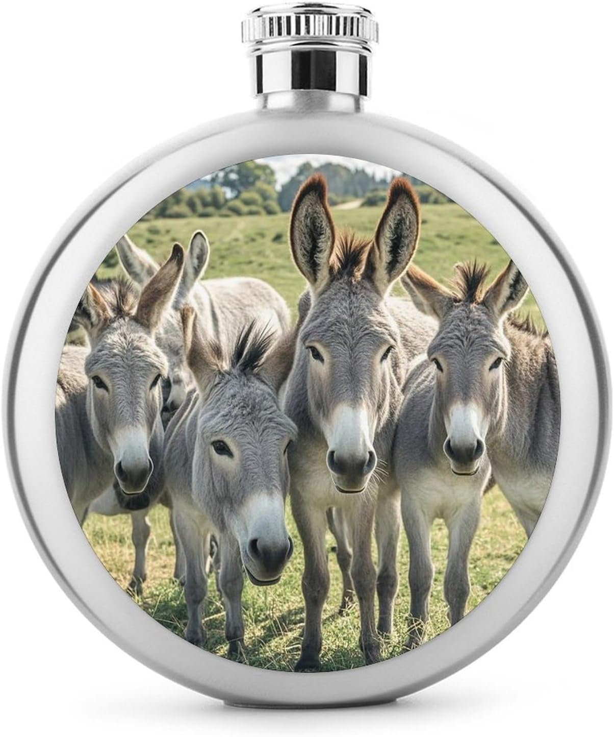 Donkey Animals Stainless Steel Flagon to 5 Oz with Screw Cap,Hip Flask for Men–Whiskey & Liquor Pocket Flask,Alcohol Flagon for Camping Drink Sports Outdoor Wine Bottle