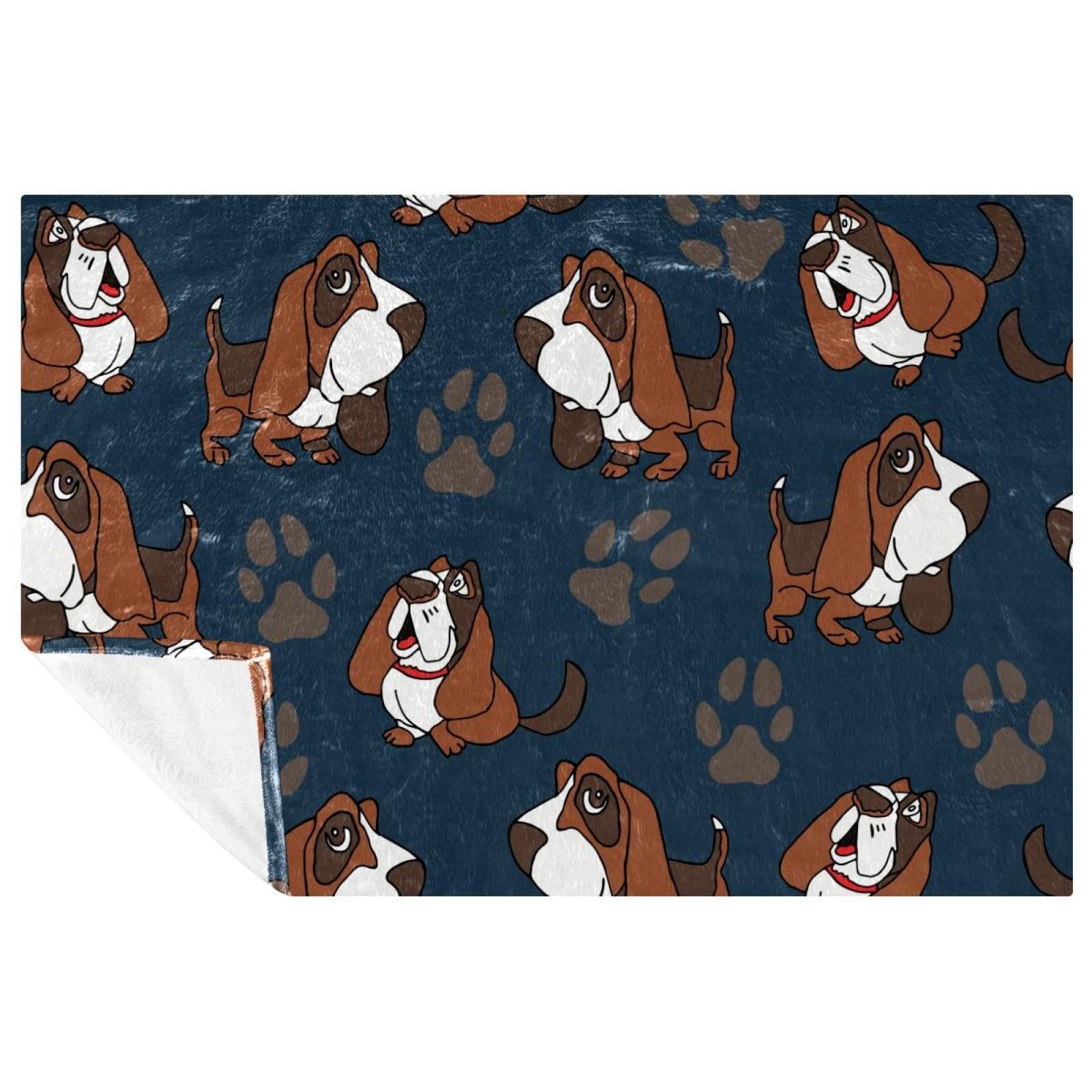 Couverture Basset Hound 150x100 cm douce et chaude pour canapé