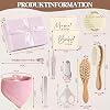8 in 1 Pink Newborn Gift Set - Baby Gifts for Birth Boy Girl with Wool Hair Brush Baby Nail Care Set Birth Card Canvas Bag Massage Comb Dummy Clip Baby Bib Gift Box