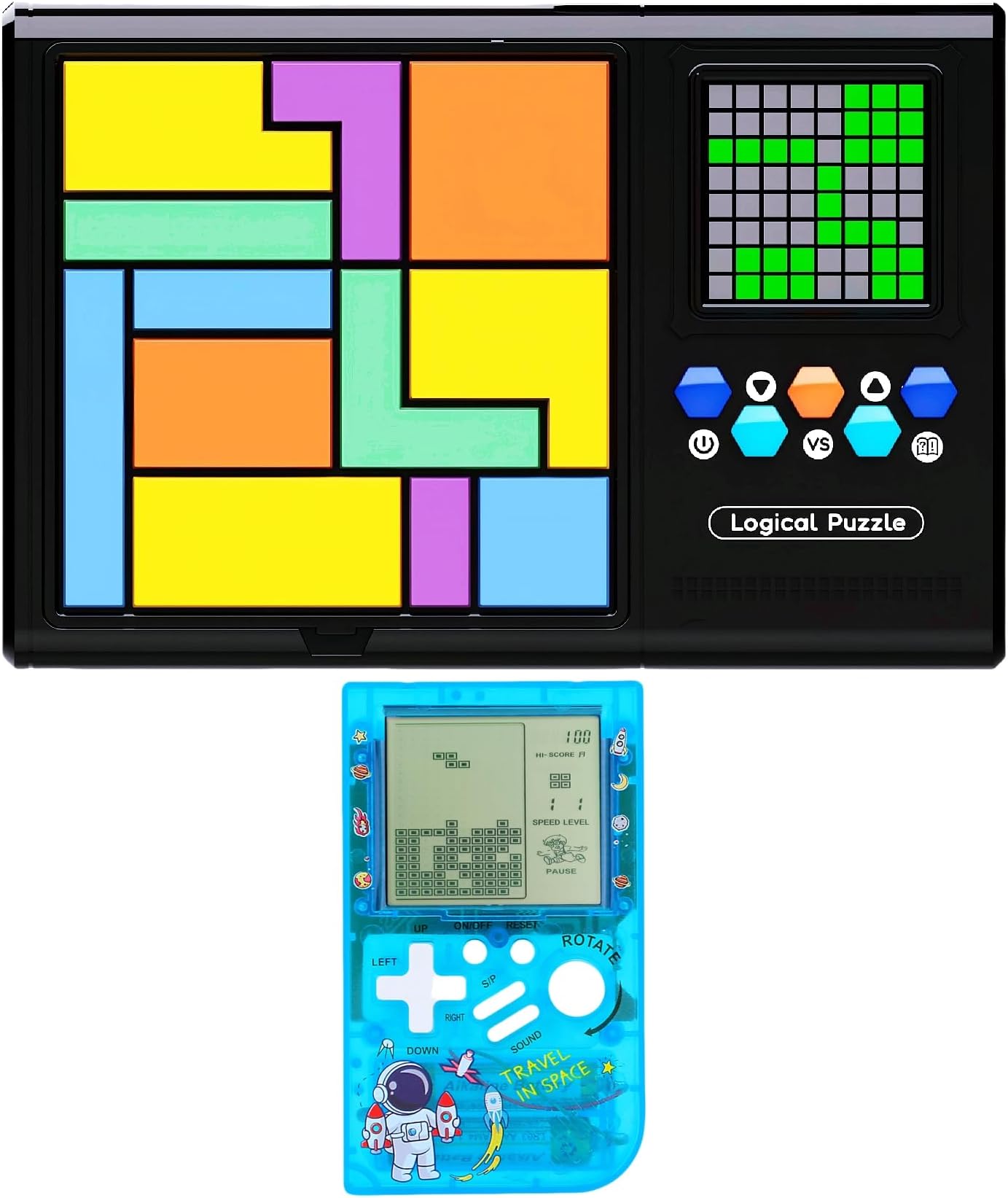 HLFSmart Electronic Puzzle Block Game Console 500 Game levels Desktop Maze Multi Mode Game PK Training Concentration/Logical thinking Parent child Interactive Toys Child/boy/girl Gifts (Black)