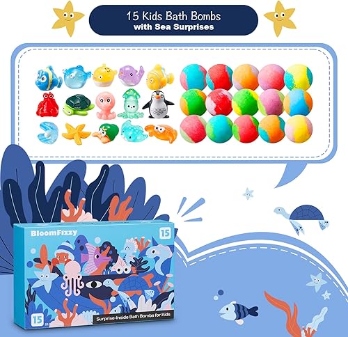Miniatura 2 de Sea Surprise - Bombas de baño para niños, paquete de 15 unidades, juego de regalo con juguetes ocultos del océano, suave y perfumado, seguro para