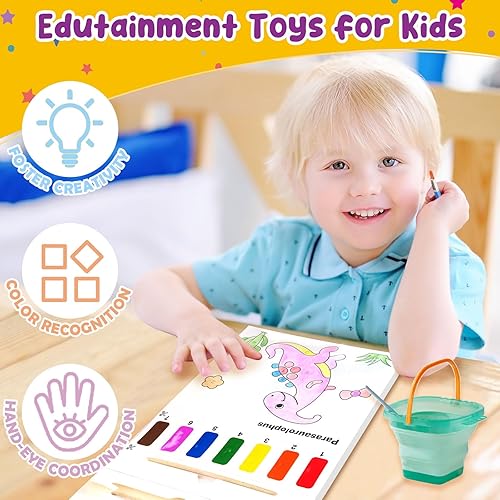 Miniatura 3 de pigipigi Pintar con libros para colorear al agua actividades de pintura de acuarela de dinosaurios para niños y niñas de 4, 5, 6, 7, 8 años, artes y