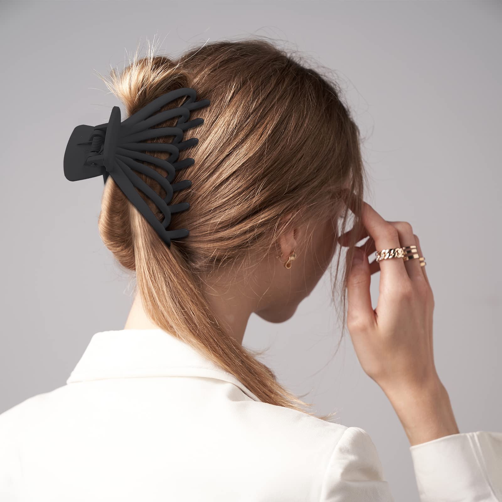 4 Large Acrylic Hair Claw Clips Strong Hold Thick Hair Banana Barrettes Women 12 Pack Large Hair Claw Clips for Thick Hair - 4.1 Inch  main image 3