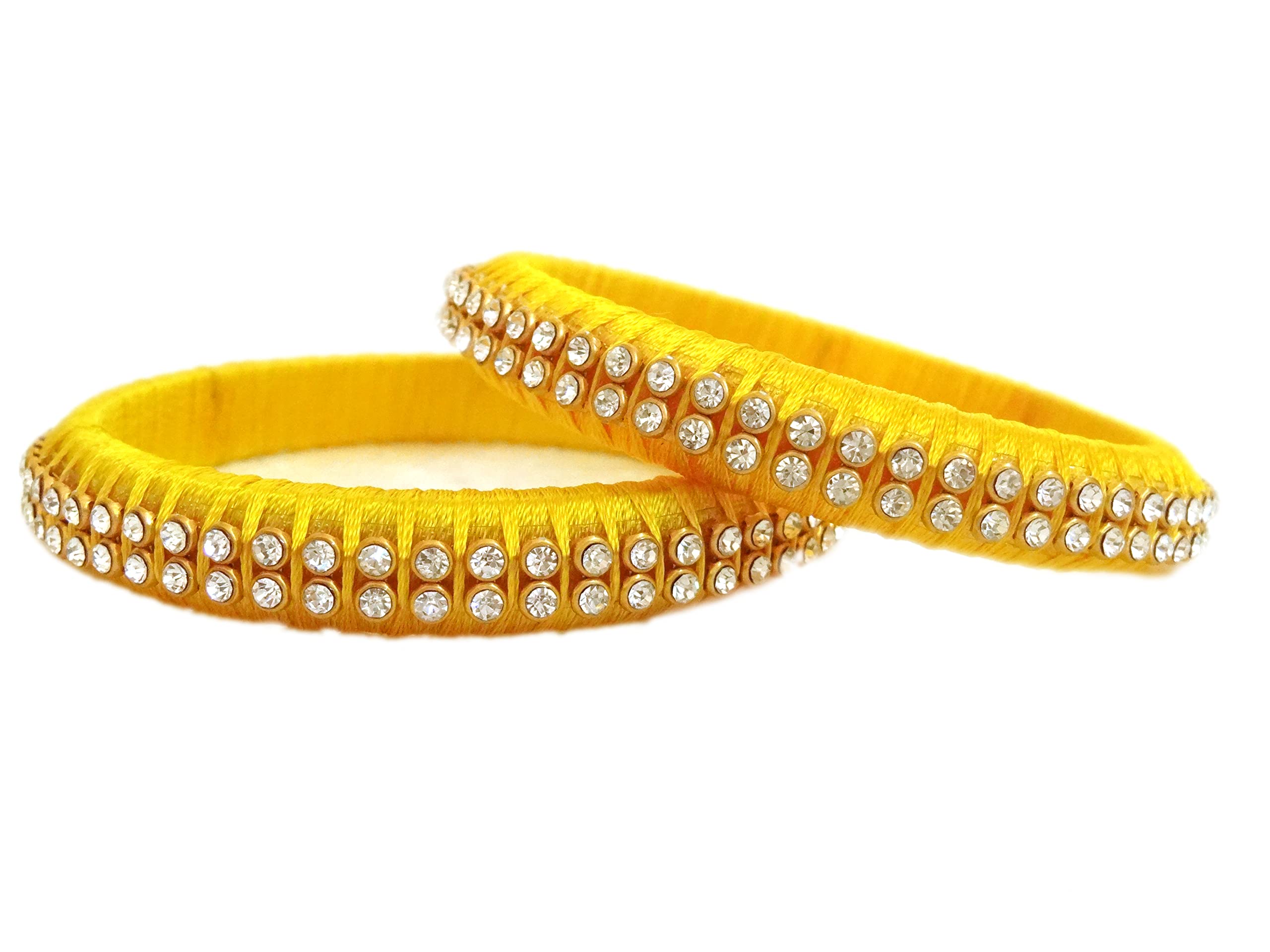 Yaalz Silk Thread Stone Bangle Pairs for, Girls and Women for Festival, Traditional, Birthday, Everyday Office-casual wear in Mustard Yellow Colors (B0BFFRMY4H) Amazon Price History, Amazon Price Tracker