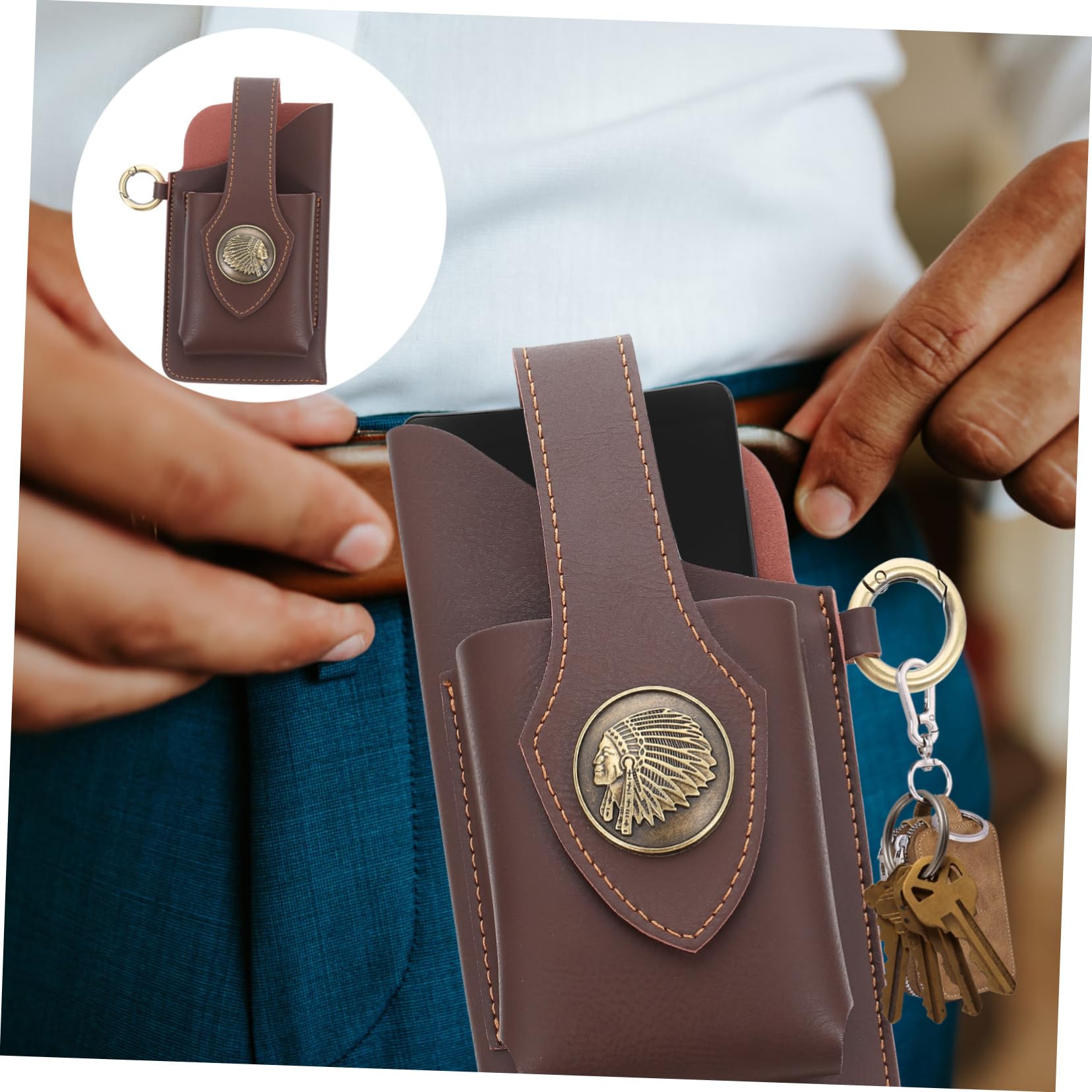 VANZACK Pour Téléphone Portable De Téléphone Pour Ceinture Homme Petit Ceinture Tapis De Sol Emboîtables Pour Téléphone Portable Portefeuille Homme Faux Cuir