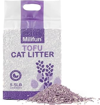 Tofu Cat Litter, Dust-Free Kitty Litter, Fast Drying, Ultra Absorbent Clumping Cat Pellets, Lavender Odor Control, Less Scattering, Dust-Free Mixed Tofu.