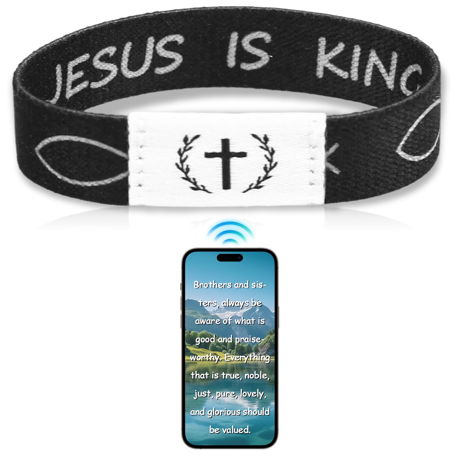 AJORR Bible Verse Bracelet, Nfc-Enabled Christian Daily Prayer Scripture Bracelet, Wearable for Men, Women And Teens