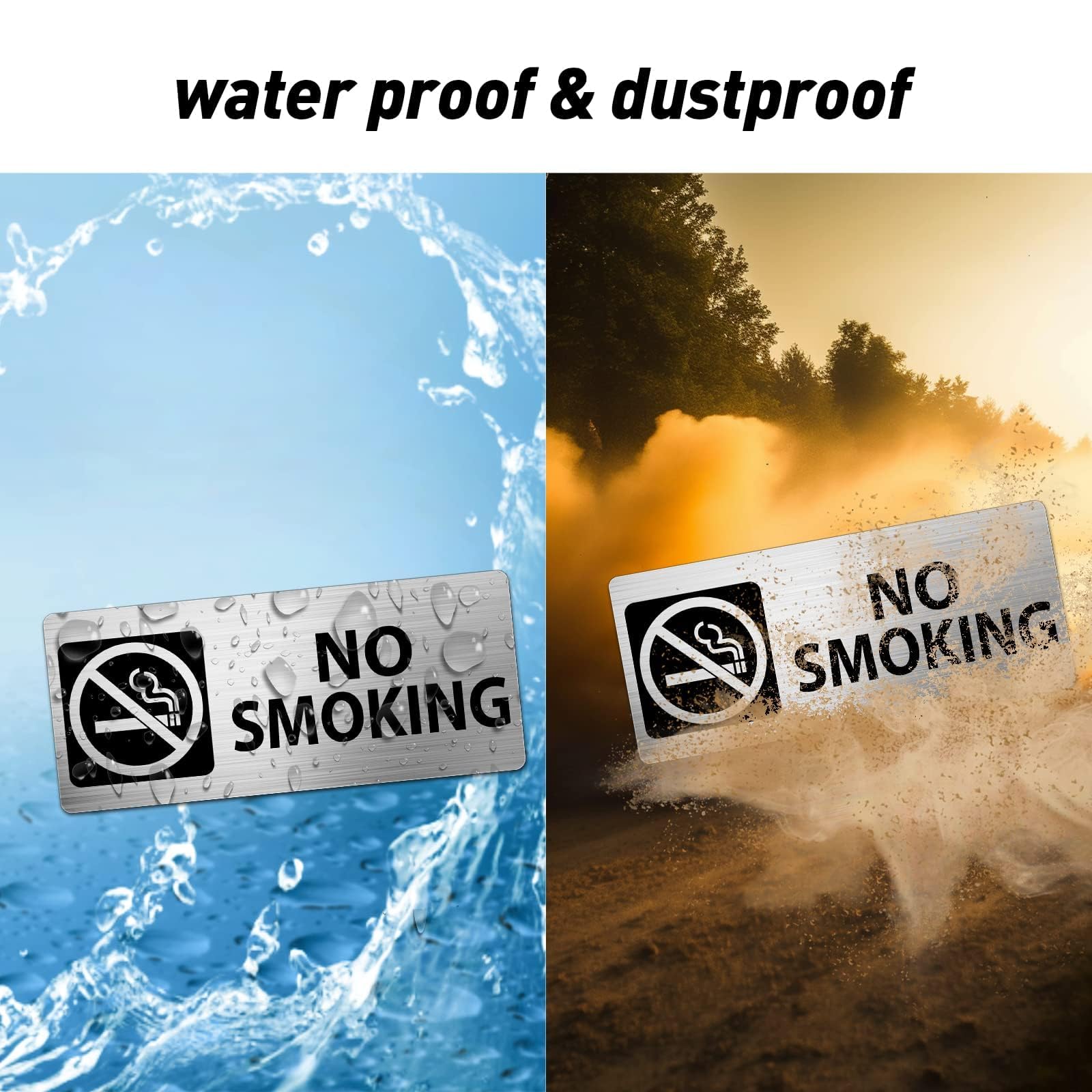 No Smoking Sign Señal de no fumar Aluminio 17,8 x 7,6 cm Señal de advertencia de no fumar Señales de seguridad metálicas reflectantes Impermeables para exterior e interior 4 piezas
