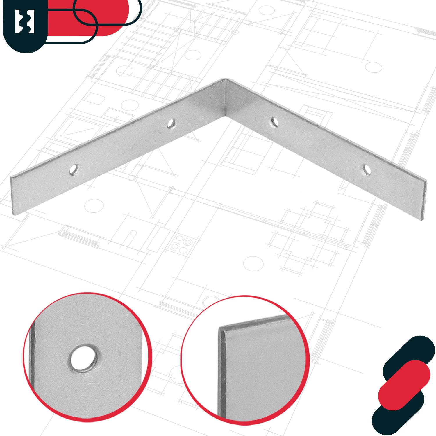 KOTARBAU® 100 szt. Kątownik Ciesielski - Łącznik Budowlany - 150 x 150 x 25 mm - Stal Ocynkowana