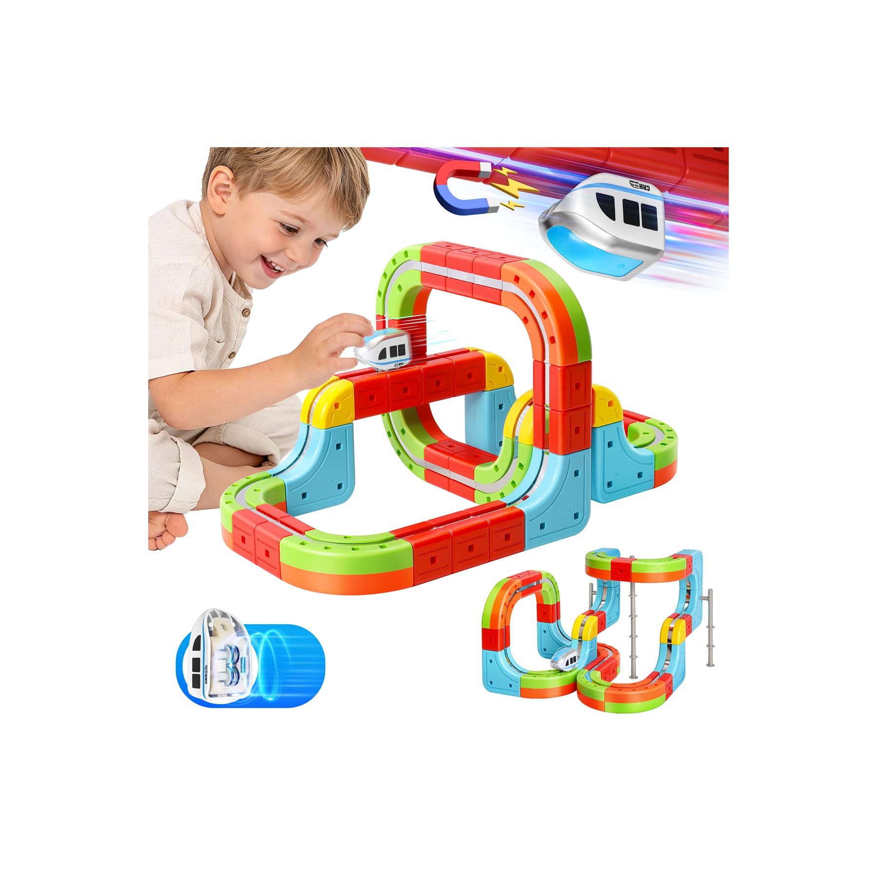 Hamino Electric Train Set for Kids with Anti-Gravity Magnetic Floating Tracks, Children's Electric DIY Railway Tracks Set STEM Toy, Christmas Birthday Gift for Boys Girls Age 3 4 5 6 7 8+ (38PCS)