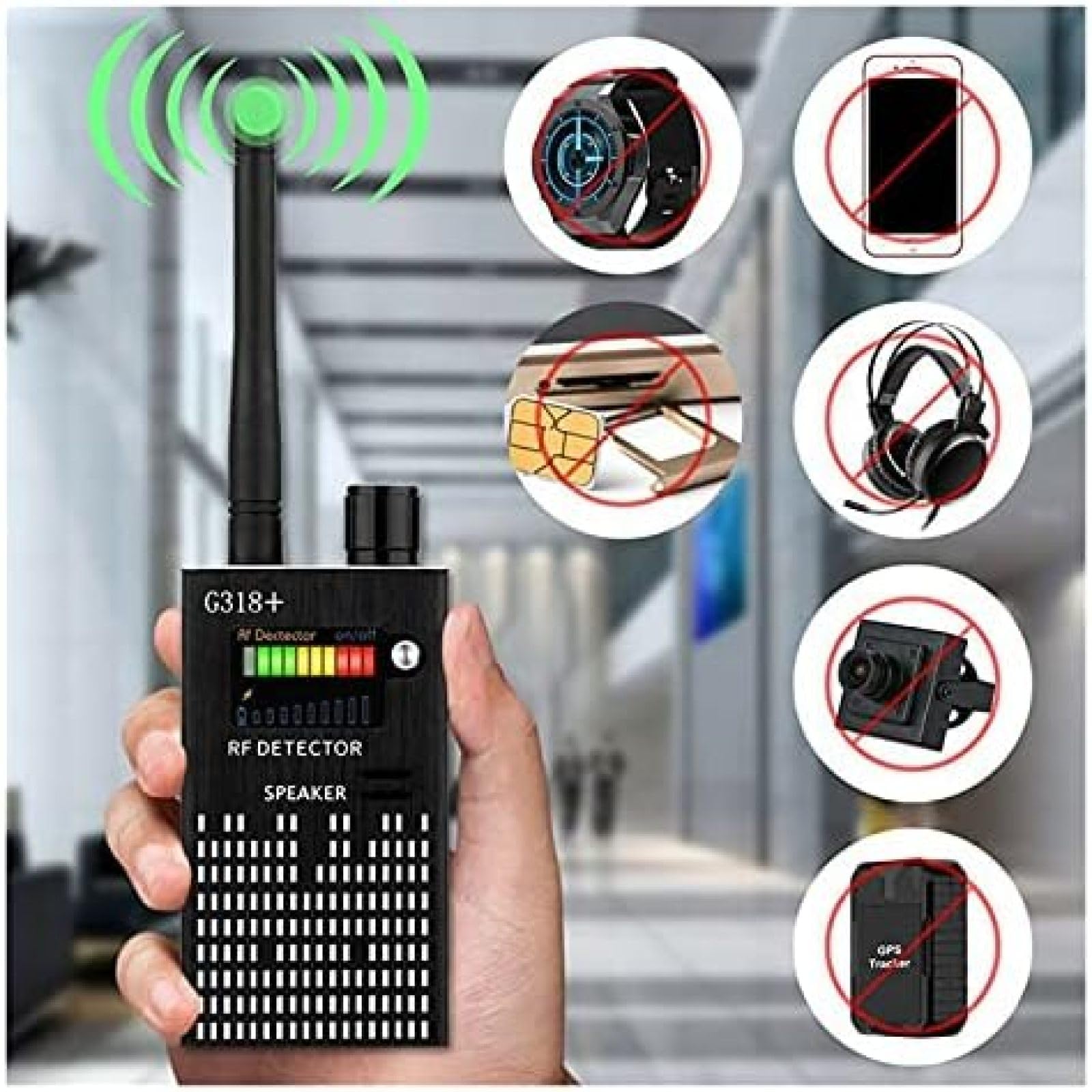 Detektor GPS G318 Bezprzewodowy Wykrywacz Błędów Sygnał Wykrywacz Błędów Szpiegowskich Lokalizator Lokalizacji GPS Tracker Skaner Częstotliwości Przeciwdziałanie Podsłuchom Detektor Samochodów,Pic