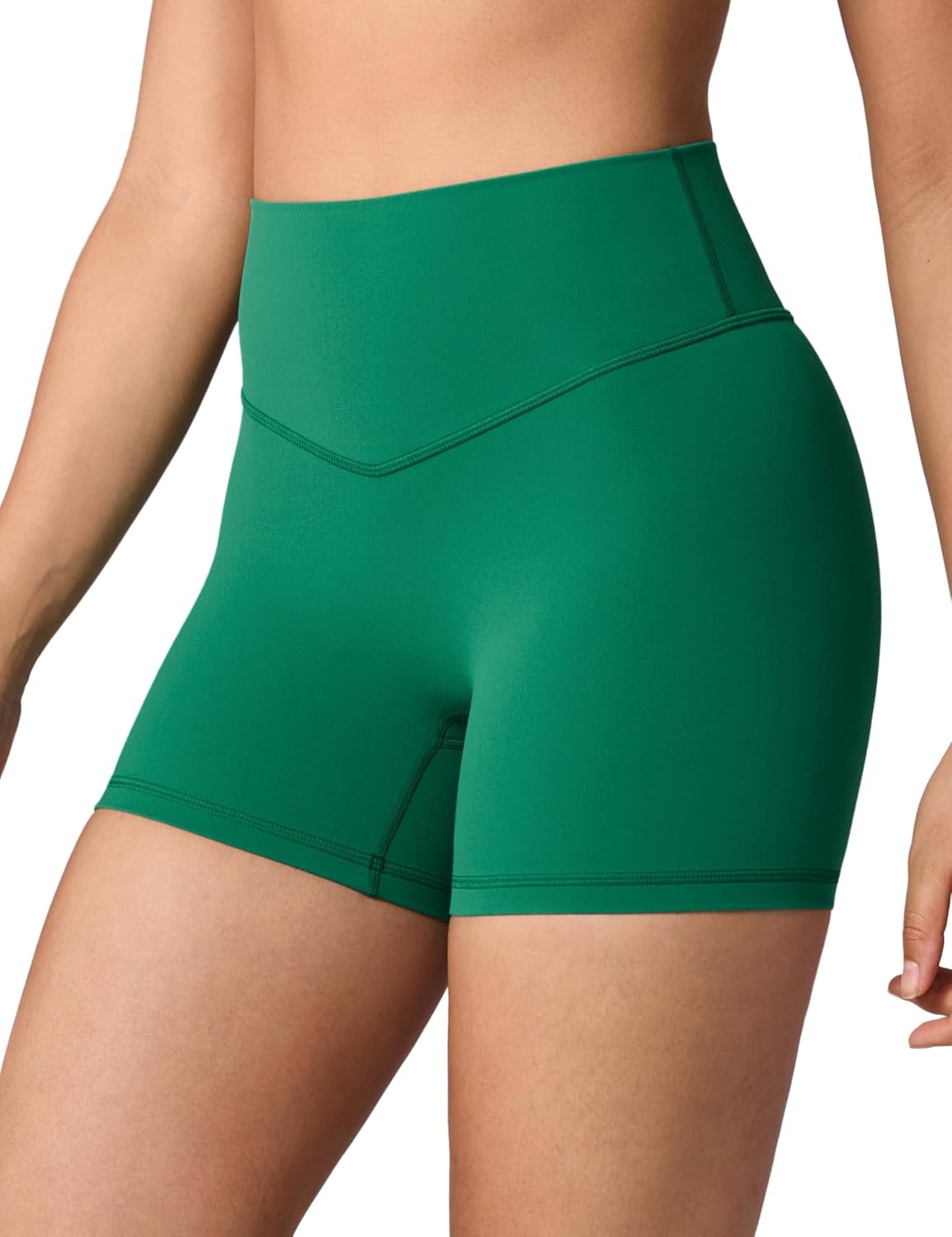 Hugcurve No Front Seam High Waisted Workout Biker Shorts for Women 4" Tummy Control Buttery Soft Yoga Gym Short Pants