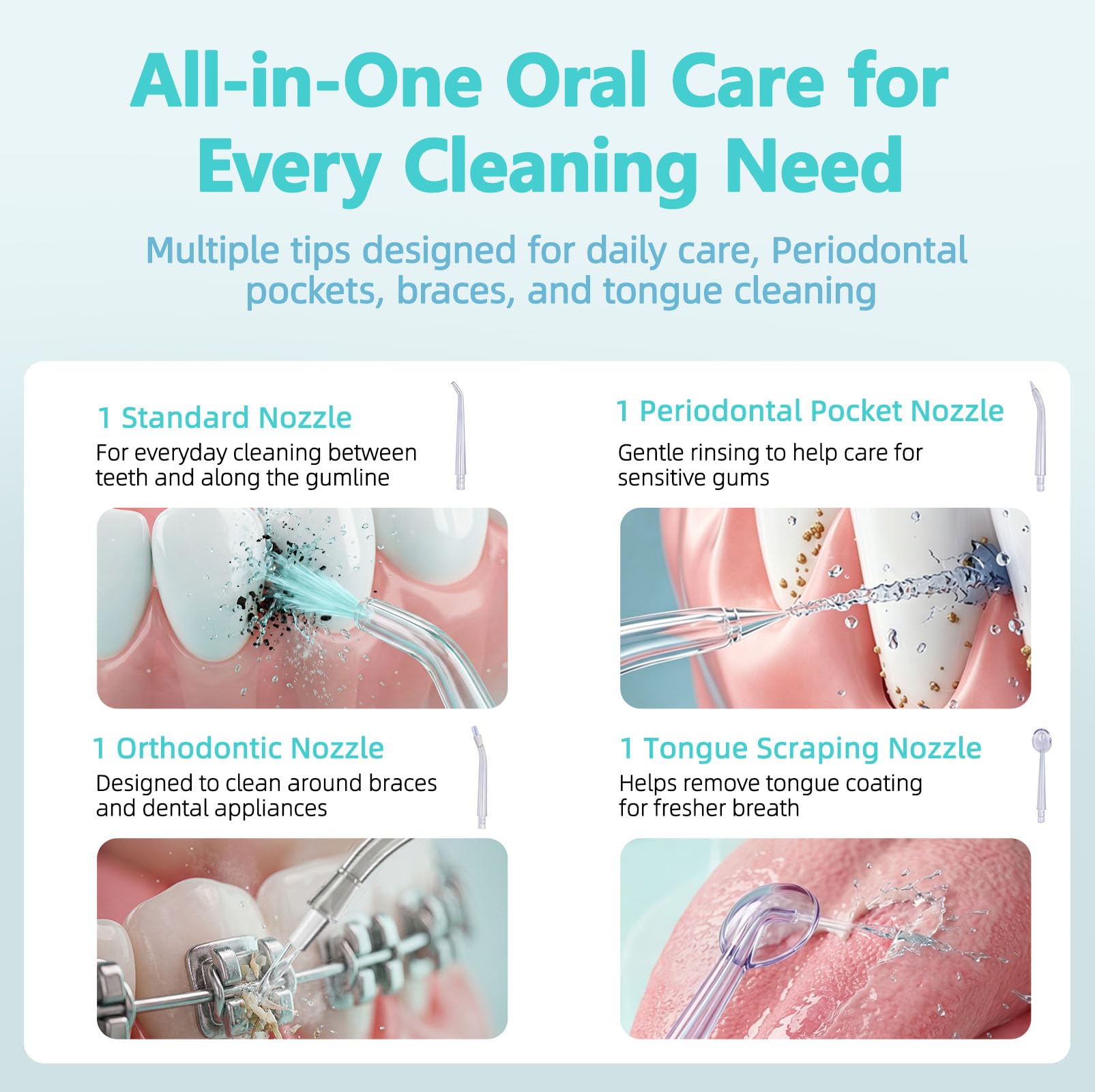 Paquete de 6 irrigadores de agua inalámbricos para el cuidado bucal diario, mini irrigador dental para viajes, para uso doméstico y de viaje, irrigador oral portátil para encías sensibles y cuidado de