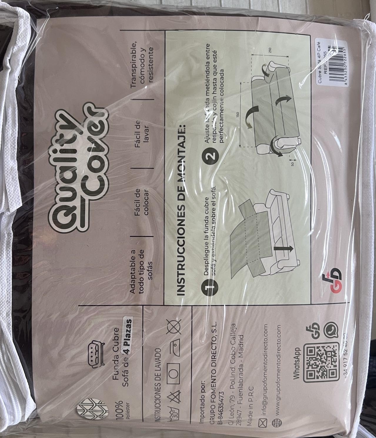 GFD Textiles - Cubre Sofa 4 Plazas 190 cm, Funda para Sofá Ajustable, Forros para Sofás Antideslizante, Fundas Sofá Acolchado, Protector Sofá Duradero Perros Gatos Mascotas (4 plazas, Gris)