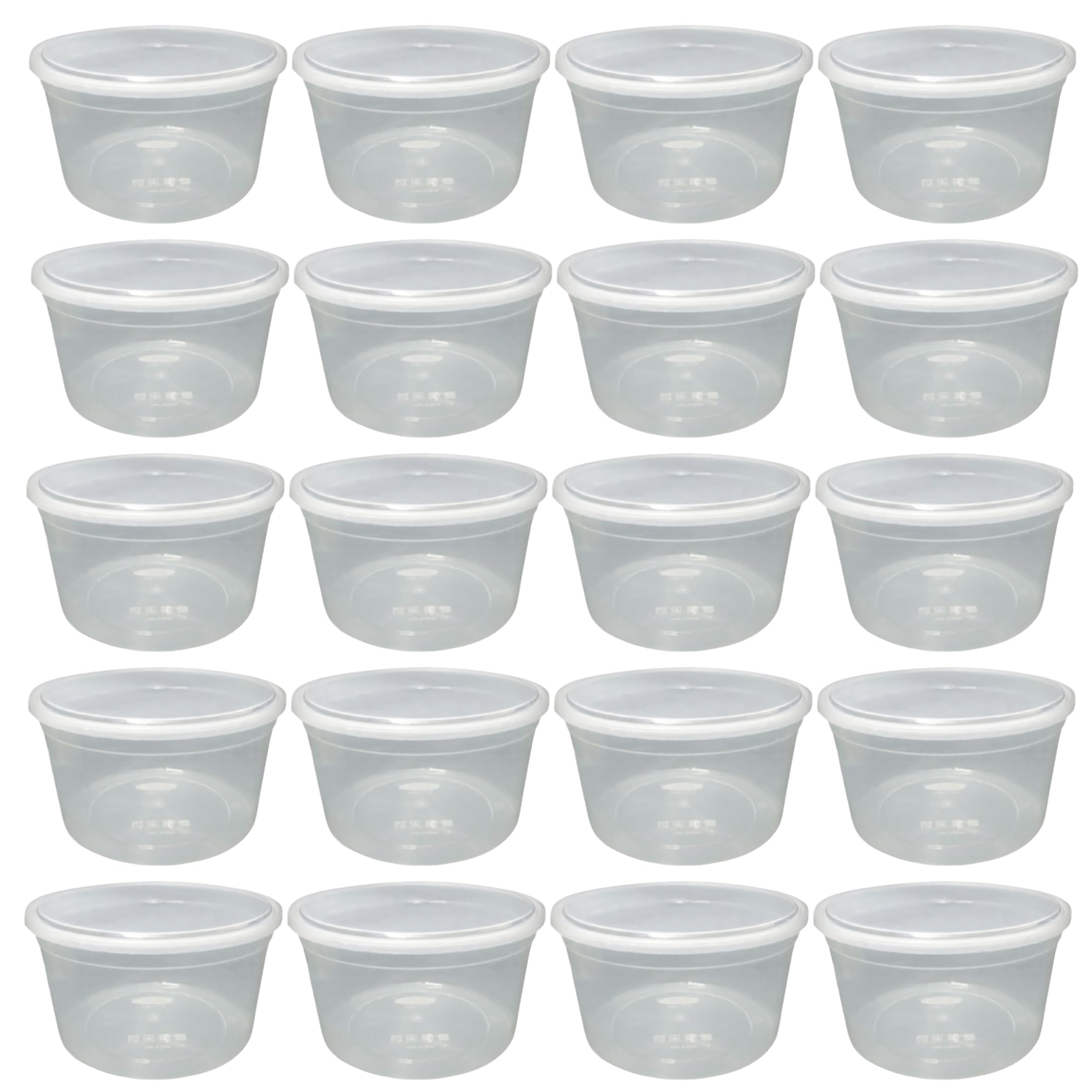 (Pack of 20) Large Clear Round Plastic Food Storage Containers With Airtight Lids Meal Prep Takeaway Storage Containers BPA Free Kitchen Storage Containers Microwave & Freezer Safe (4L Litre)