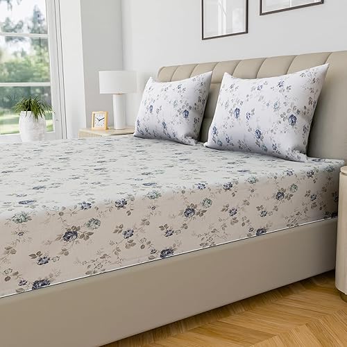 Miniatura 6 de LINENWALAS Sábana bajera ajustable 100% algodón tamaño King, bolsillo profundo de hasta 17 pulgadas, gruesa, fuerte, transpirable, crujiente y