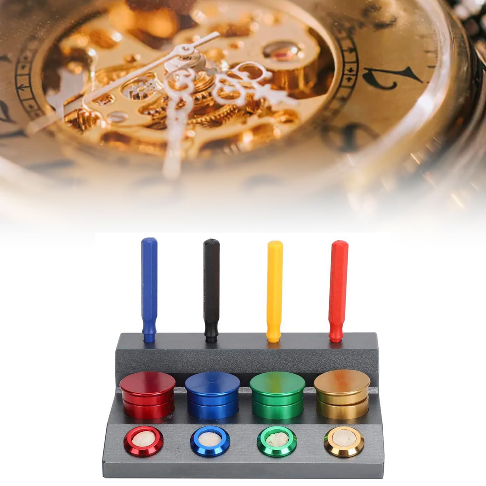Juego de 4 platos de aceite para reloj con herramienta de lubricación precisa, accesorios de reparación de relojes para lubricación, mantenimiento, accesorios de reparación