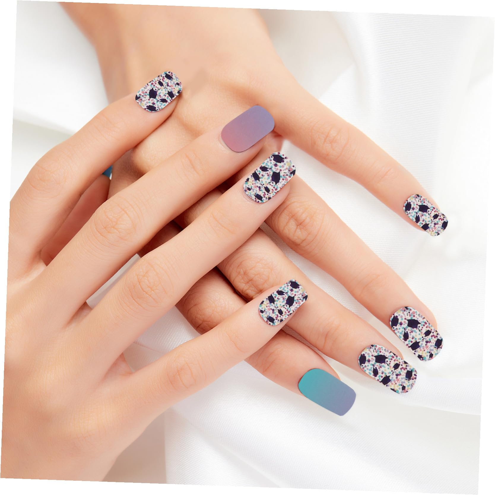 VICASKY 48 Fogli 1 Set Adesivi per nail art per la laurea francese Unghia smalti adesivi unghie decorazioni unghie adesivi per la decorazione delle unghie toppe per unghie a tema laurea