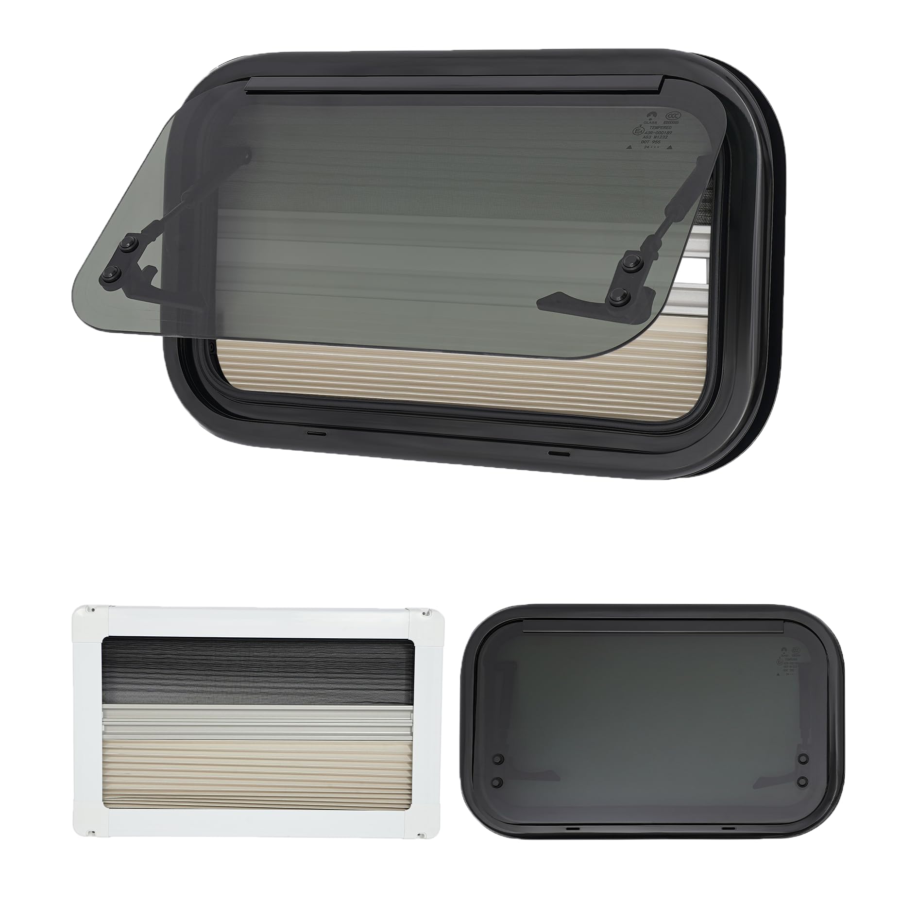 50x30cm Fenêtre de camping-car 85°Fenêtre Latérale Moustiquaire | et store-Résistante aux UV-Certifié ECE 43R-Verre Trempé-Pour Camping-Car Remorque Pick-ups Camionnettes Converties