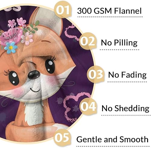 Miniatura 45 de Manta de zorro personalizada con nombre para niñas y niños, suave, mullida y acogedora, manta tamaño regazo de 30 x 40 pulgadas, para sofá, oficina