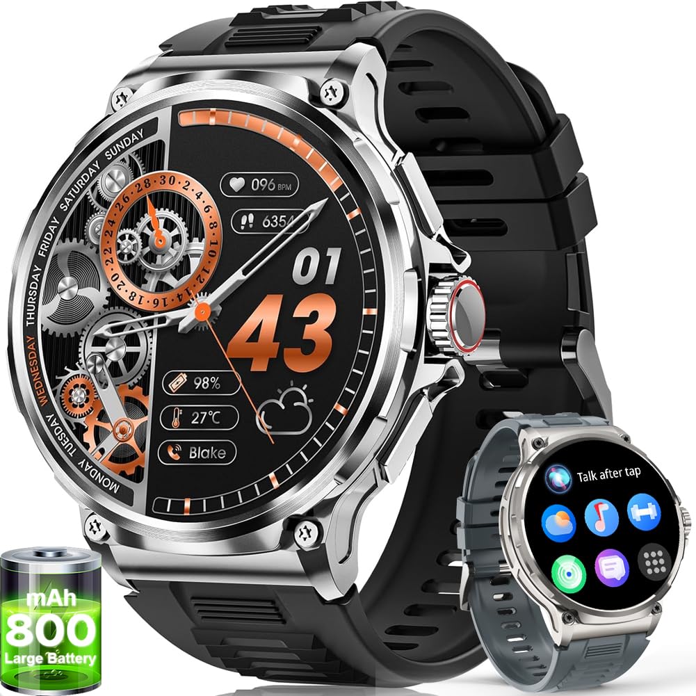 SUNKTA Military Smart Watch for Men 1 85 HD 800mAh Battery Smart Watches for Android iOS Bluetooth Call