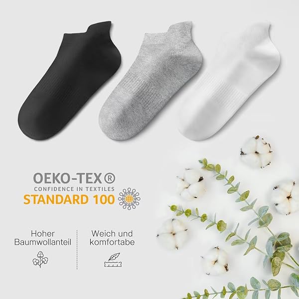 YouShow 10 Paar Sneaker Socken Herren Damen, Atmungsaktive Baumwolle Socken, Kurz Sportsocken Laufsocken - 5
