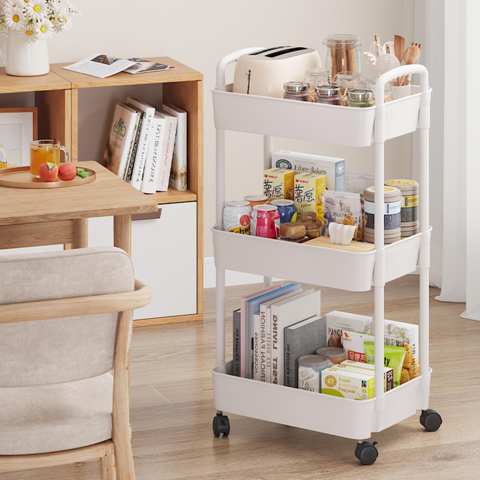 Amazon｜滑車 小型 キャスター付き 収納 本棚 調味料ラック ランドリー