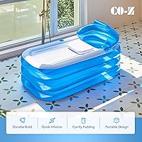 Vista 2 de CO-Z Bañera inflable con bomba de aire eléctrica y almohada reposacabezas para baño, bañera inflable portátil para adultos, para exteriores