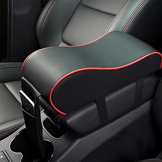 Hitish Car Armrest Cushion, Memory Foam Auto Center Console Armrest Pillow with Phone Holder Storage Bag Universal Fit for Most Car(Black)