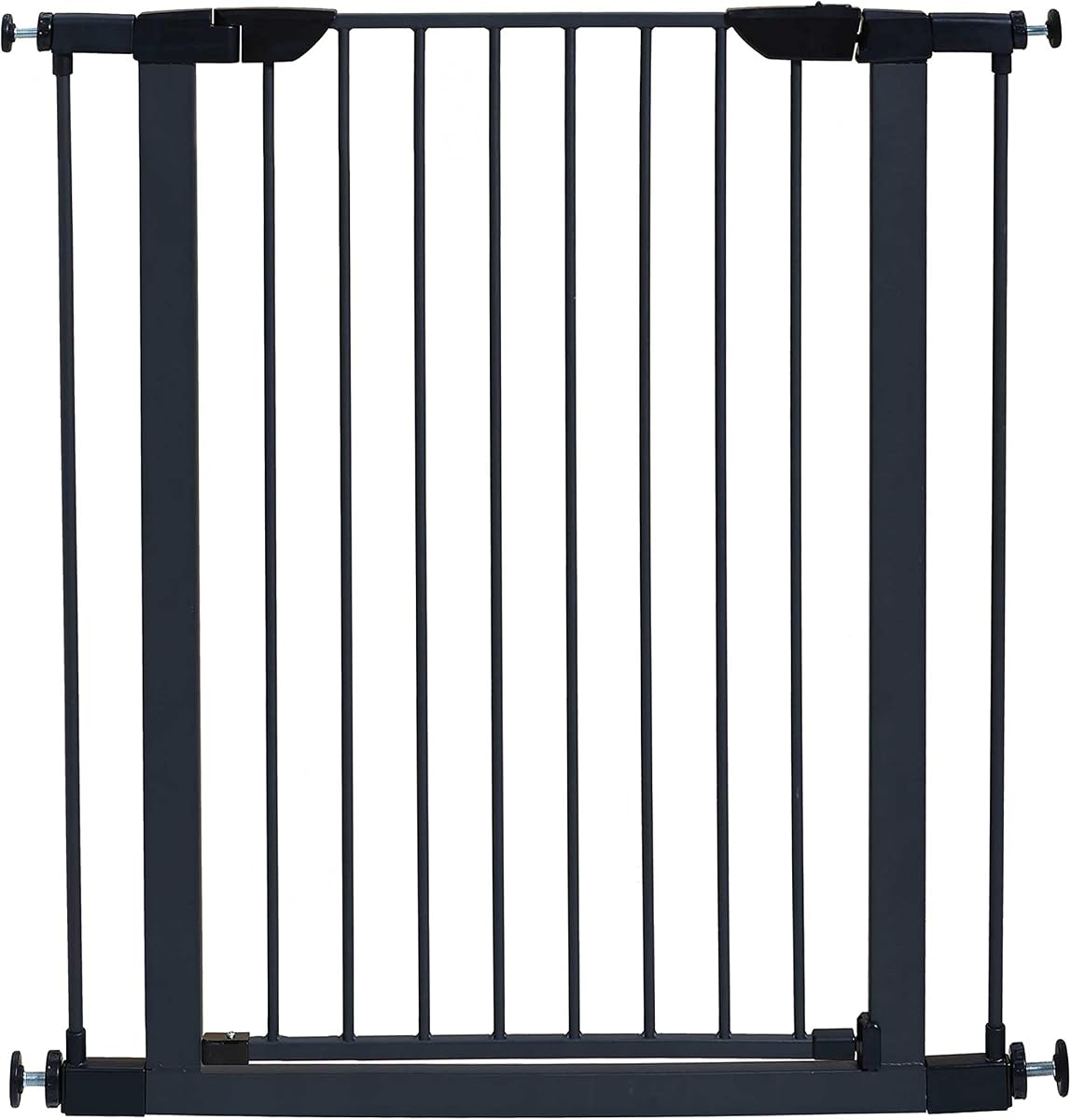 Midwest Homes 39-Inch Steel Walk-Thru Dog Gate, Expands to 38" | Pressure Mounted, Expands 29.5"- 38" Wide, Auto-Close Door, Spring-Loaded Latch, Includes Two 3" Extensions