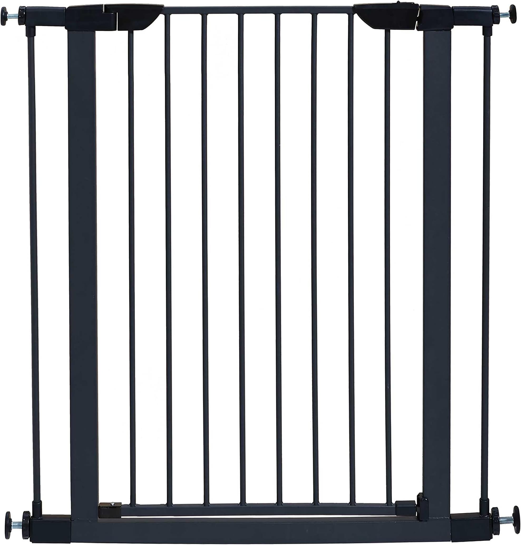 MidWest Homes for Pets 39-Inch High Walk-Thru Pressure Mounted Steel Dog Gate, Expands to 38 Inches Wide, Includes 3-inch Extensions, Textured Graphite