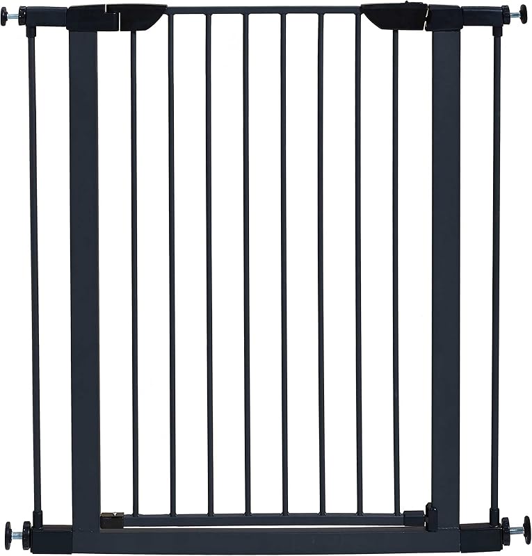 Midwest Homes 39-Inch Steel Walk-Thru Dog Gate, Expands to 38" | Pressure Mounted, Expands 29.5"- 38" Wide, Auto-Close Door, Spring-Loaded Latch, Includes Two 3" Extensions