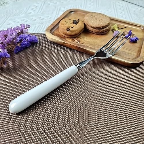 Miniatura 9 de Tenedores de mesa de acero inoxidable 1810 de 8.1in, tenedor de plato principal, tenedor de 4 púas, SUS304 de 8 pulgadas, blanco (304DF20-5)