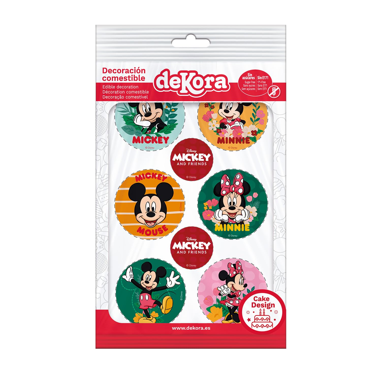 dekora – Mickey & Minnie edible discs 5.8 cm x 6 pcs | Easy decoration for cupcakes, cookies and cakes | Edible paper | Official Disney design | No added sugar, gluten free