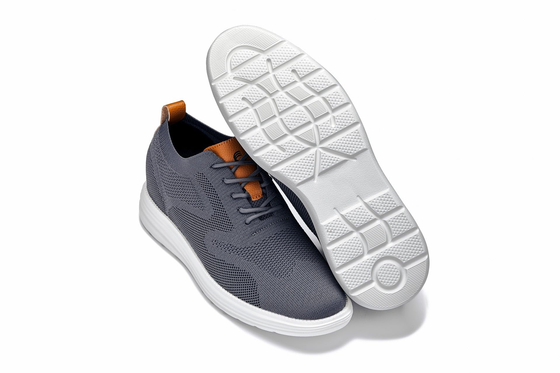 CALTO Zapatos de elevación invisibles para hombre con aumento de altura, ultraligeros, con cordones, de punto, deportivos, 7,1 cm más altos