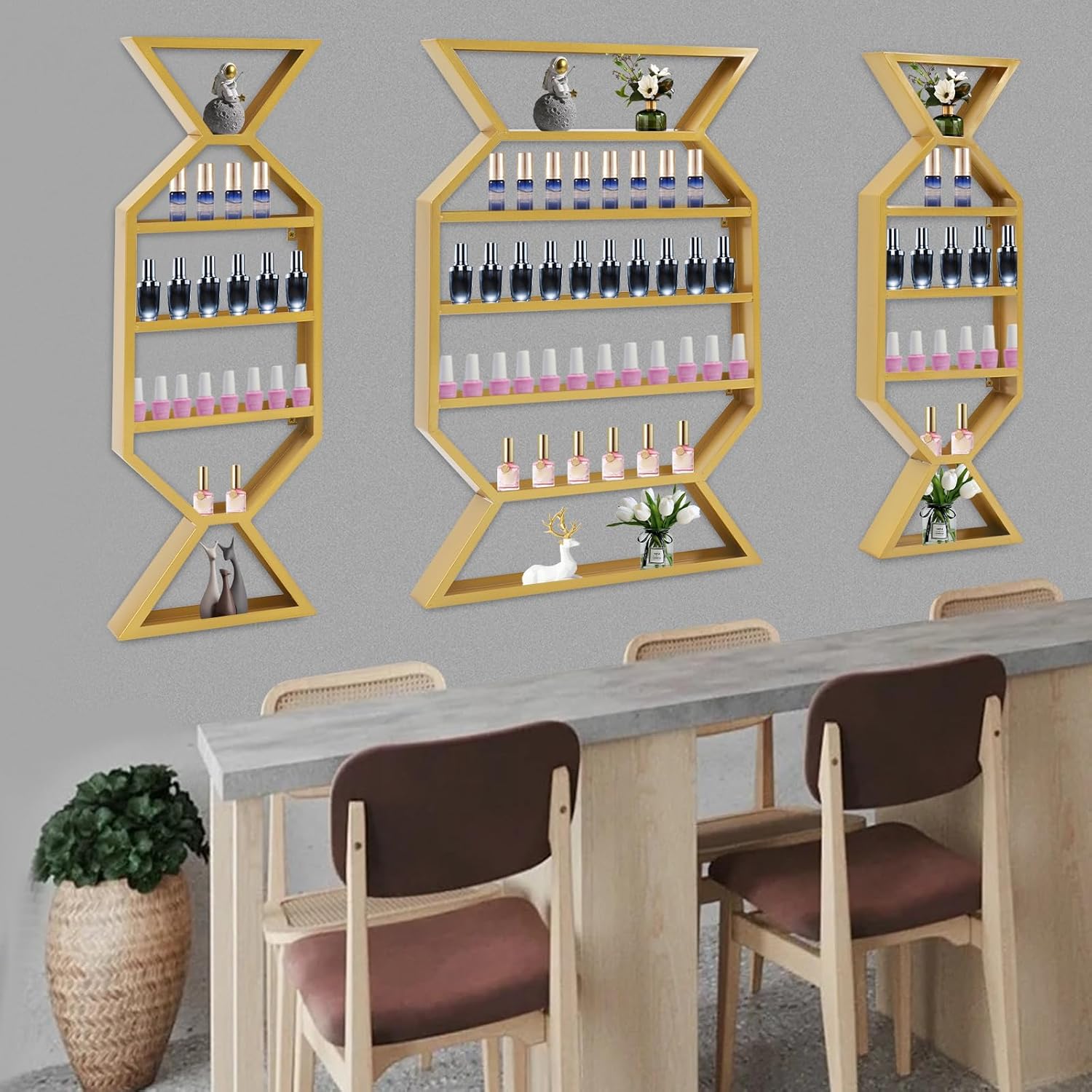 Wall Mounted Nail Polish Storage Racks, 3 Sets Display Rack Cosmetic Display Case Lipstick Perfume for Nail Polish Bottles Spa Salon Shop