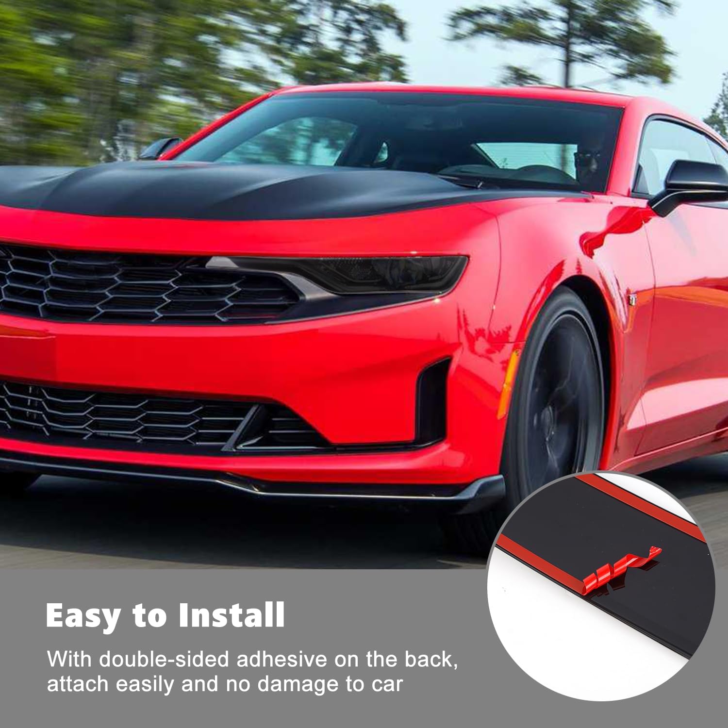 RT-TCZ Smoked Black Headlights Lamp Cover Guard Trim Decoration Accessories Compatible with Chevrolet Chevy Camaro 2019-2023