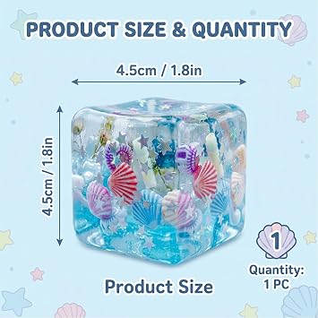 Squishy Cube, Ice Cube Squishy, 4.5 cm Cube Squishy Stress Relief for Office and Classroom, Elegant decorations for Mood Management, Portable Sensory Experience Tool, Blue Shell Design