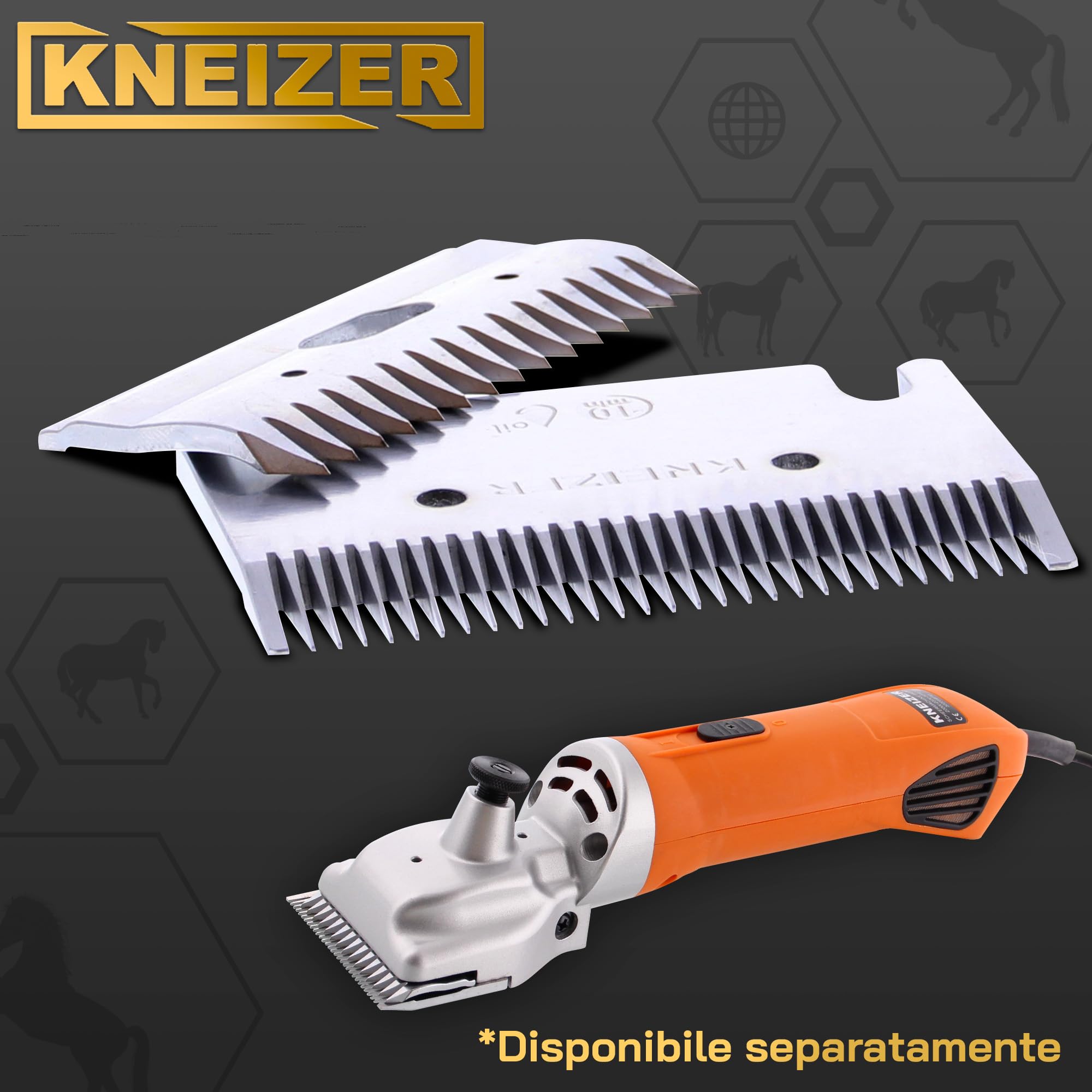 KNEIZER Set lame ricambio tosatrici cavalli acciaio lame superiori inferiori