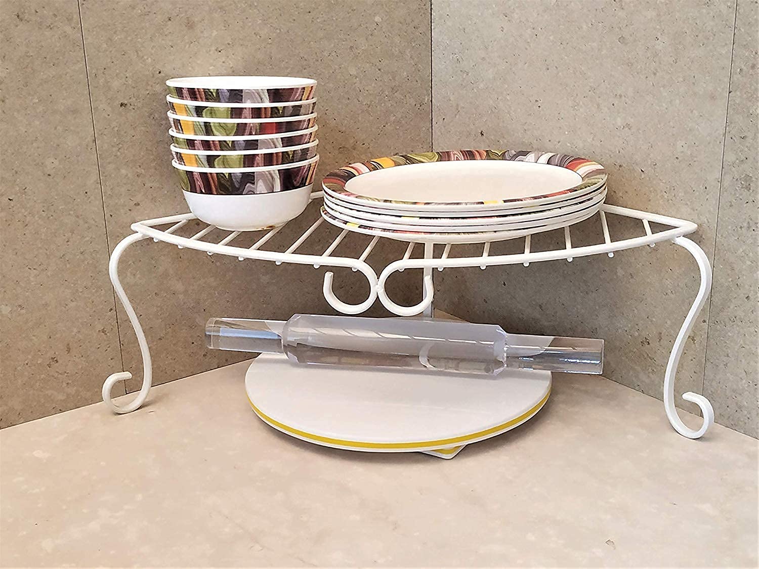 NAOE Metal Kitchen and Bathroom Storage Corner Stand White (Pack of 1