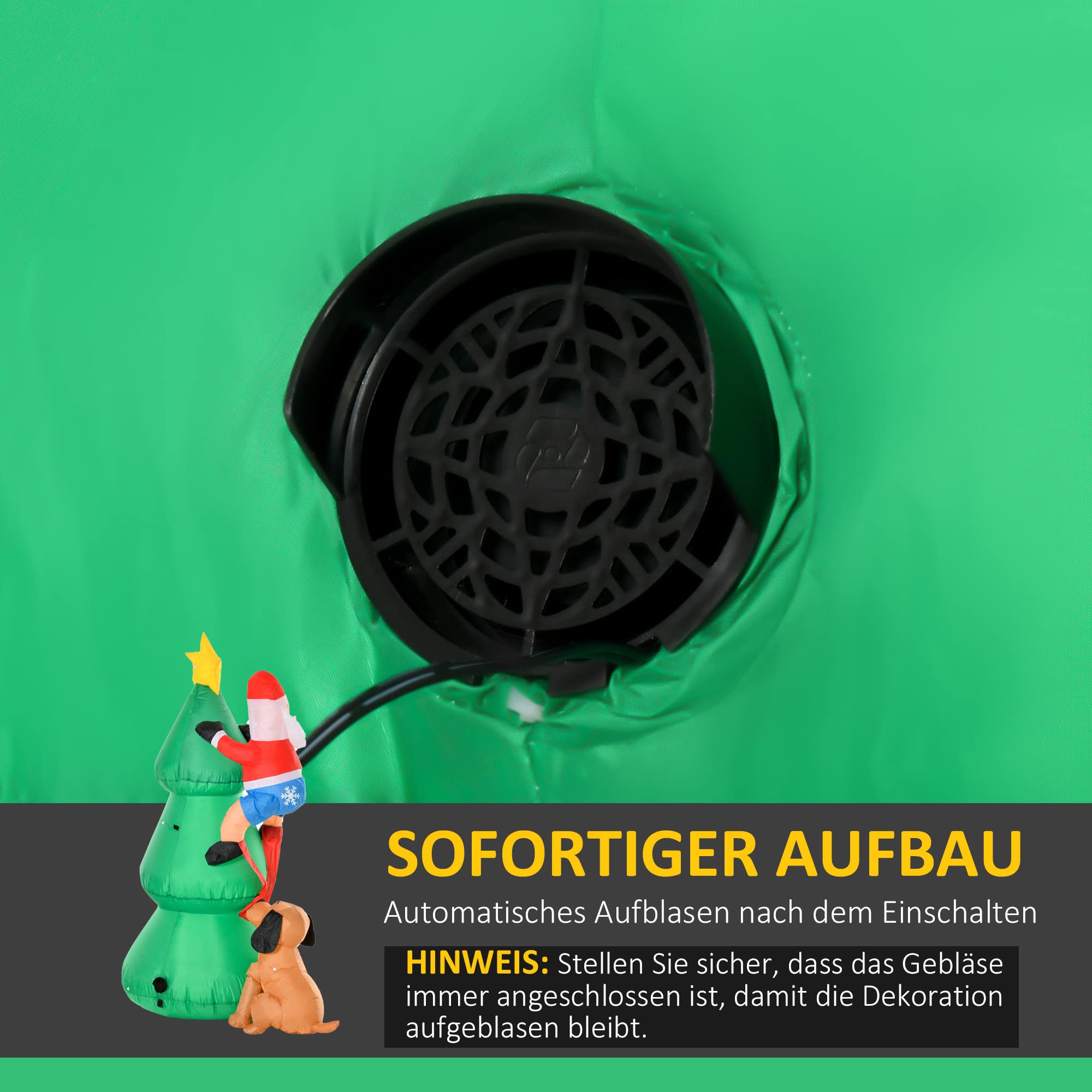 180cm Aufblasbarer Weihnachtsbaum mit LED-Lichtern Weihnachtsmann Hund | Aufblasbare Weihnachtsdekoration, Weihnachtsdeko Außenbereich, Dekoration für Weihnachten, Hof, Garten, Rasen