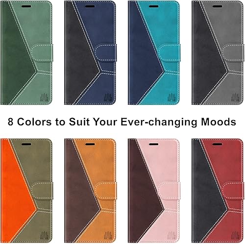 Miniatura 8 de Compatible con funda tipo cartera para iPhone 13, ranuras para tarjetas con bloqueo RFID, funda de piel sintética de lujo con funda de TPU a prueba