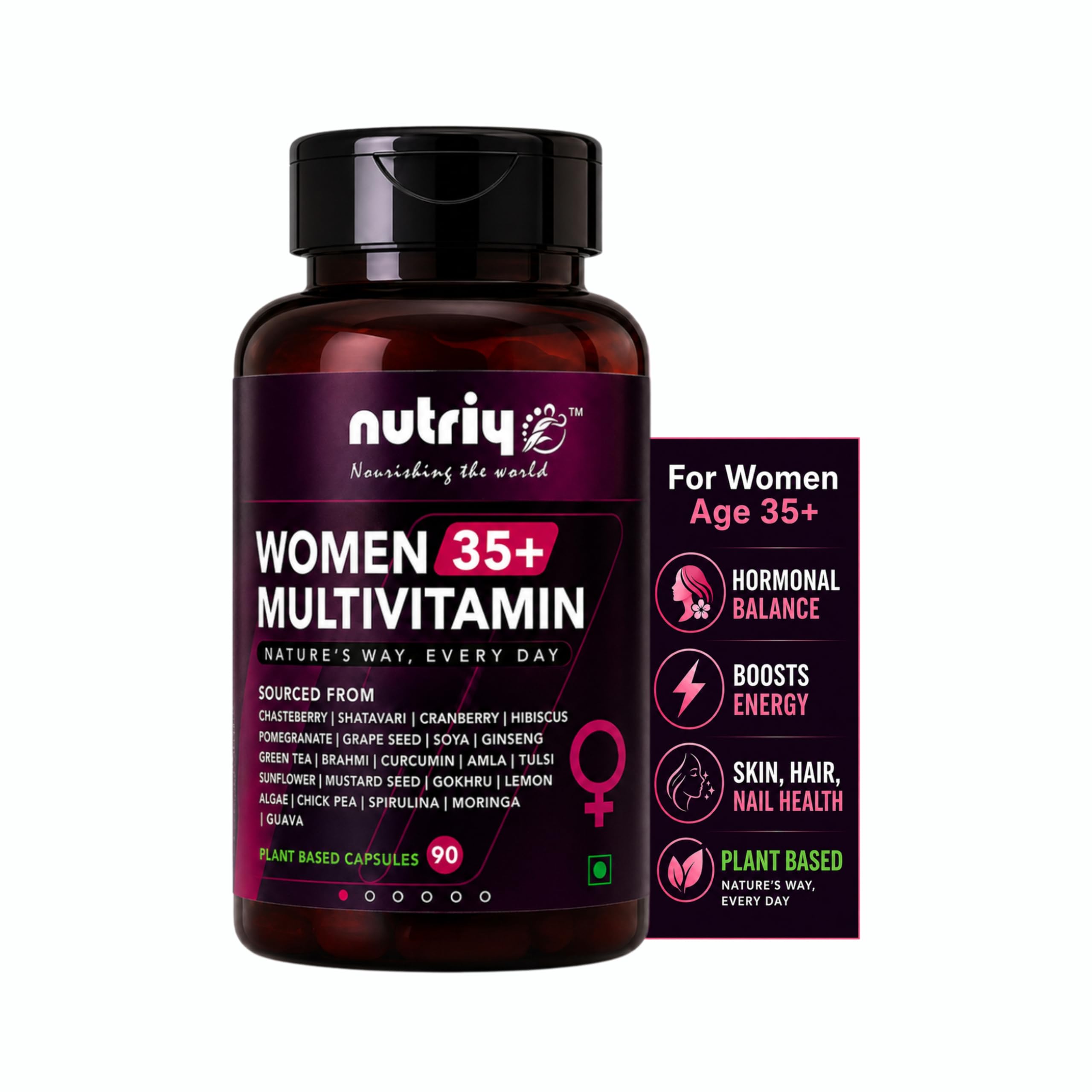 [BRSRGHATCUBRUYIV] Women 35+ Multivitamin Capsules | 100% Plant-Based | Daily Nutrition for Perimenopause & Nearing Menopause | Hormonal Balance | Vegetarian Capsules |