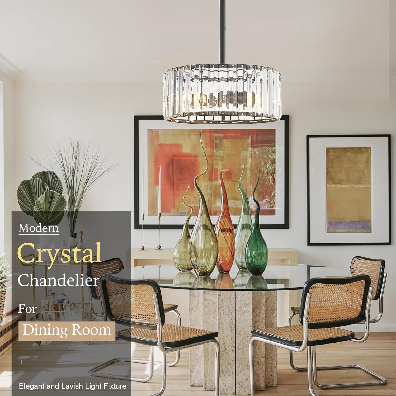 Modern Crystal Black Chandelier,11.7 inch semi Flush Mount Ceiling Dining Light Fixture with 3*E12 Base,Round Pendant Lighting for Dining Room Bedroom Hallway Bathroom Foyer Kitchen