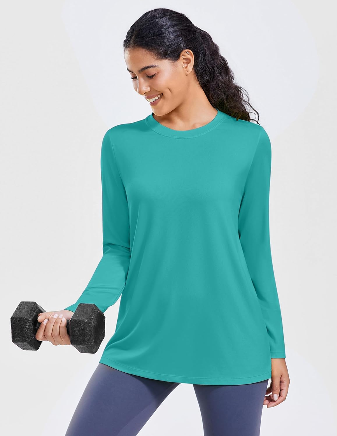 PINSPARK Workout Tops for Women Long Sleeve Yoga Shirts Crew Neck Athletic Top Loose Fit for Running Gym Hiking - Image 5