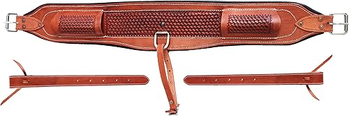 Miniatura 2 de CHALLENGER Caballo Western Tooled Cuero Acolchado Flanco Trasero Sillín Cinch Billets 9782TN